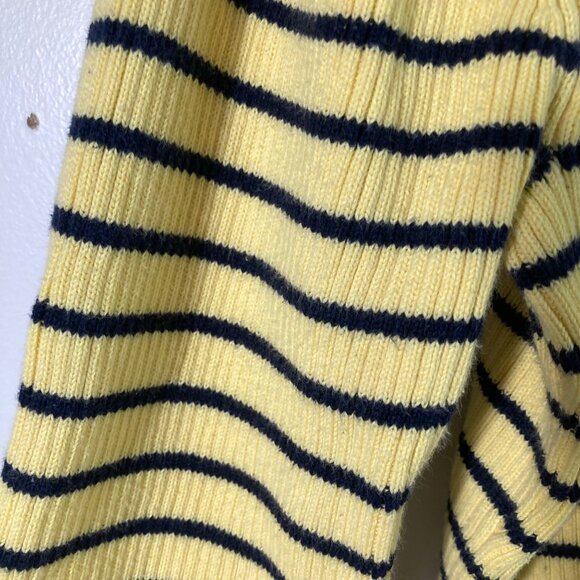 Womens Vintage Tommy Hilfiger Striped Cotton Turtle Neck Sweater XL Yellow Blue - Picture 7 of 12